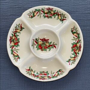 CHRISTMAS BOUNTY 5 PART RELISH DISH BY AMC EUC